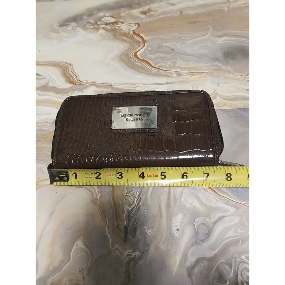 Liz & Co Dark Brown Faux Snake Print Clutch Wallet 8x4”